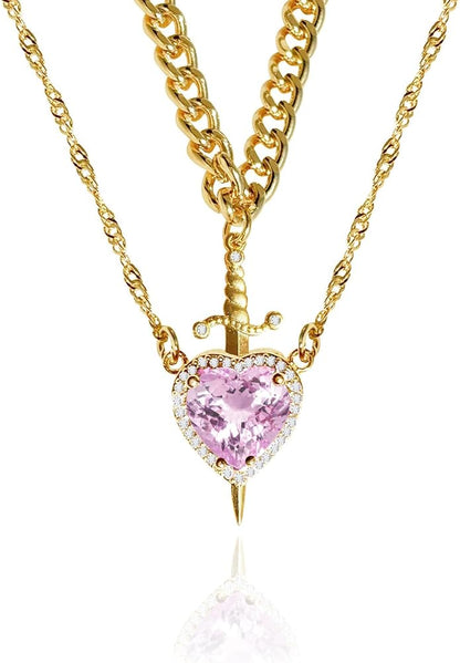 Heart & Sword Couples Necklace Set – Two Halves, One Bond