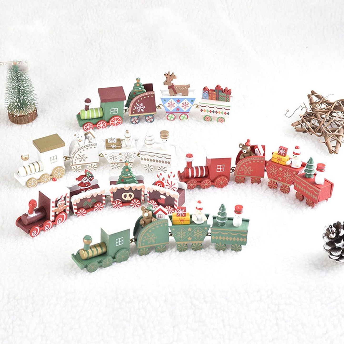 Christmas Wooden Train Set – Festive Decoration for Holiday 2025