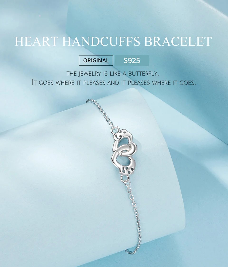 Sterling Silver Heart Handcuff Bracelet – A Symbol of Unbreakable Love