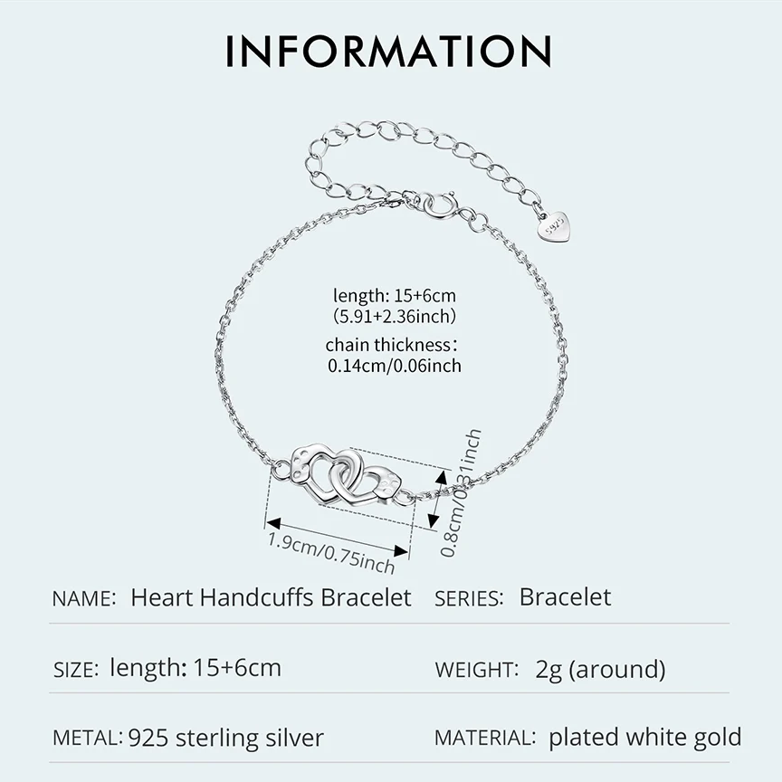 Sterling Silver Heart Handcuff Bracelet – A Symbol of Unbreakable Love