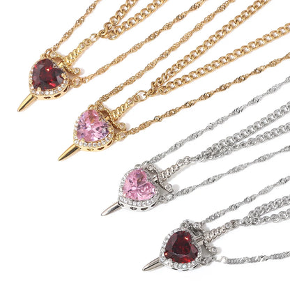 Heart & Sword Couples Necklace Set – Two Halves, One Bond