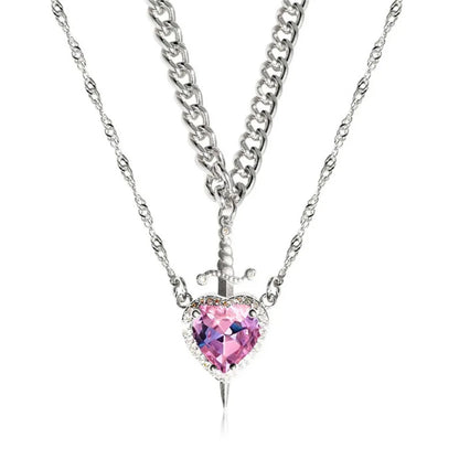 Heart & Sword Couples Necklace Set – Two Halves, One Bond