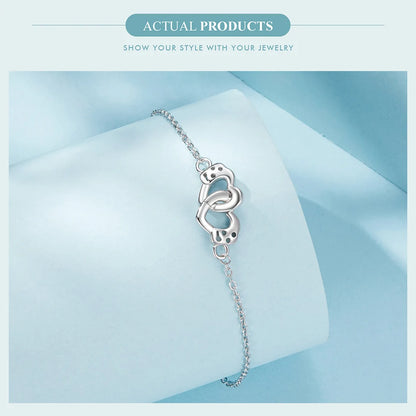 Sterling Silver Heart Handcuff Bracelet – A Symbol of Unbreakable Love